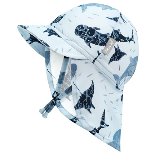 JAN & JUL Baby Sun-Hat with Neck Flap for Swimming - color: Whale Play, size: 0-3 Months