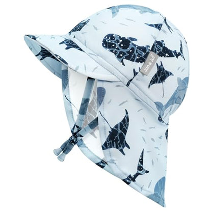 JAN & JUL Baby Sun-Hat with Neck Flap for Swimming - color: Whale Play, size: 0-3 Months