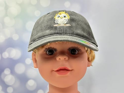 Adjustable Embroidery Animal Baseball Hat for Kid Toddler Child - color: Chick (Washed Black)