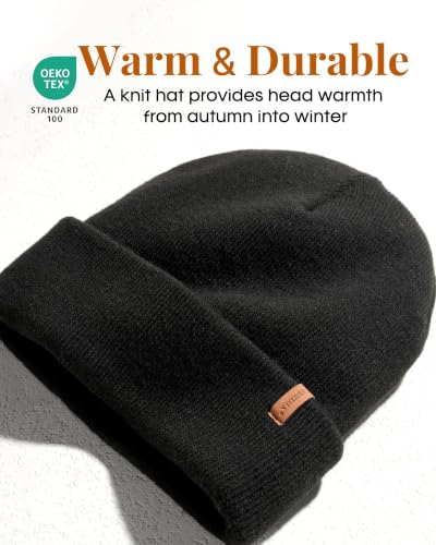 FURTALK Satin Lined Beanie for Women Men Knit Beanie Hat Acrylic Winter Hats Warm Slouchy Skull Cap - color: Black