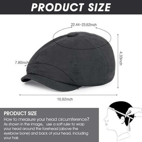 Newsboy Cap for Men Cotton 8 Panel Men's Flat Cap - color: Darkgrey+coffee, size: One Size
