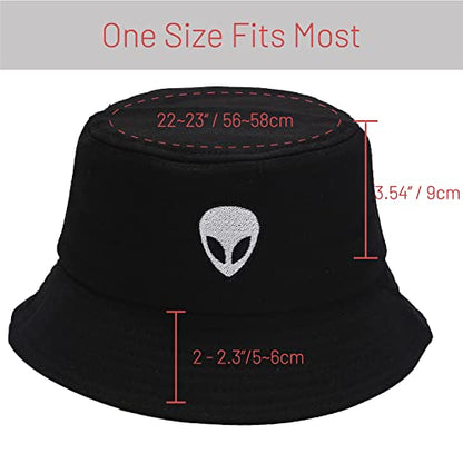 Cotton Bucket Hat for Women Men Summer Travel Sun Beach Bucket Cap, Unisex Outdoor Fisherman Hat - color: Alien White