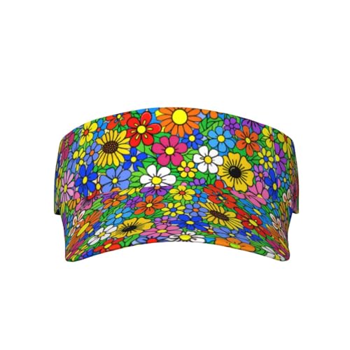 Unisex Adjustable Sports Sun Visor - color: Retro Flower