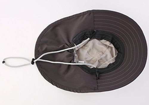 Connectyle Kids Sun Hat Adjustable Fishing Hat for Boys Grils Breathable UPF 50+ Protection Outdoor Beach Hat with Neck Flap - color: Grey