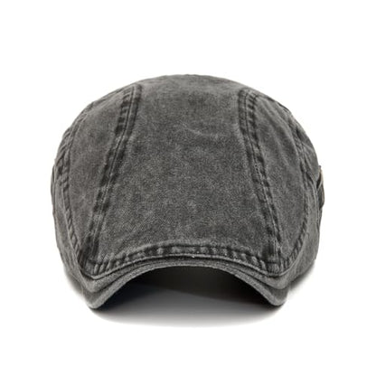 QHFHULV Newsboy Cap for Men Cotton Flat Gatsby Ivy Golf Cabbie Driving Hat - color: Brass Rivet Black