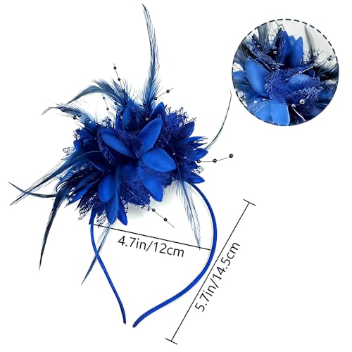 Fascinators Hat Tea Party Hat for Women 1920s Halloween Party - color: Royal Blue