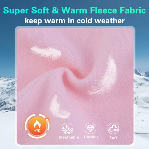 GoxRunx Kids Balaclava Ski Mask,Fleece Face Mask Neck Warmer for Boys Girls,Windproof Face Cover for Cold Weather - color: Pink
