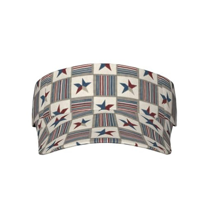 Adjustable Lightweight Open Top Sports Sun Visor Hat Cap for Golf Tennis - color: Patriotic Stars Plaid
