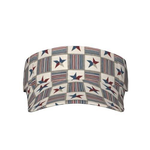 Adjustable Lightweight Open Top Sports Sun Visor Hat Cap for Golf Tennis - color: Patriotic Stars Plaid