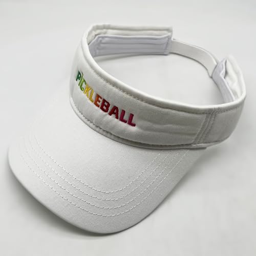 Embroidered Pickleball Visor Men Women,Gifts for Pickleball Lovers - color: White, style: Neon Pickleball Rainbow