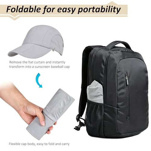 2Pack Men’s Foldable Sun Hat with Removable Face Mask & Neck Flap, UPF 50+ UV Protection, Quick-Drying Outdoor Fishing Cap - color: Light Grey+light Grey