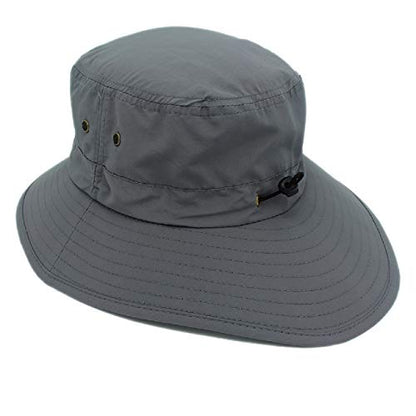 Women Lightweight Safari Sun Hat Quick Dry Fishing Hat with Strap Cool - color: Dark Grey