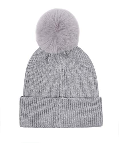 Cat Mom Cat Dad Beanie Collection – Jacquard Pom Pom Hats & Double-Layer Embroidered Beanies for Pet Lovers - color: Grey Hat White Cat Mom Grey Pompom