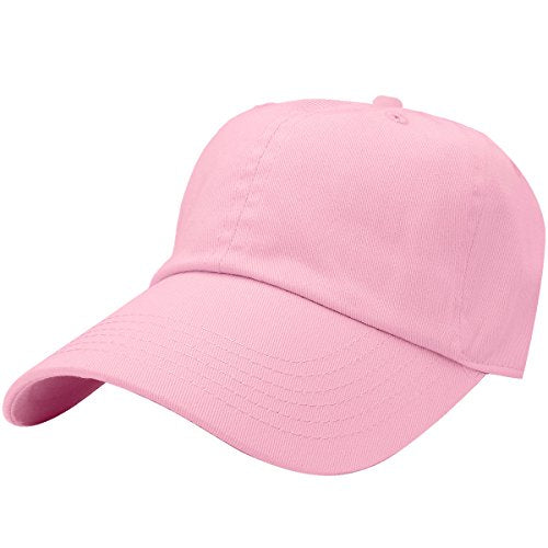 Falari Classic Baseball Cap Dad Hat 100% Cotton Soft Adjustable Size - color: Light Pink