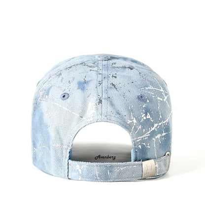 Sandwich Brim High Crown Baseball Cap – Logo-Free – Deep Fit Structured Hat for Men & Women – Minimalist Design - color: Light Blue Denim / Silver Splash