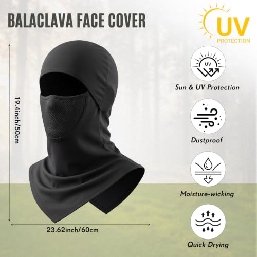 Face Balaclava Neck Cover Cooling Ice Silk Ski Mask - color: Black