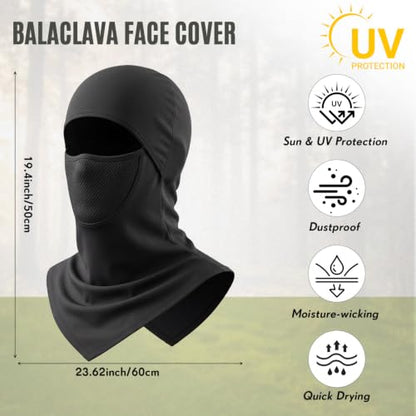 Face Balaclava Neck Cover Cooling Ice Silk Ski Mask - color: Black