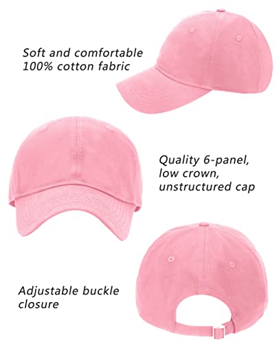 Oversize XXL Baseball Cap for Big Heads 23.6"-25.6", Extra Large Cotton Baseball Hat, Plus Size Unstructured Dad Hats - color: Cotton - Pink
