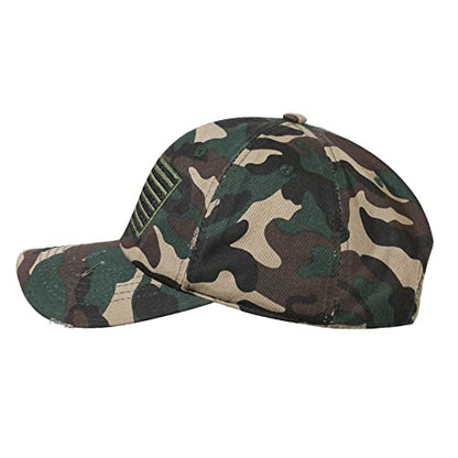 IIN American Flag Baseball Cap for Men Women Low Profile USA Army Tactical Operator Military Plain Dad Hat - color: Washed-camo