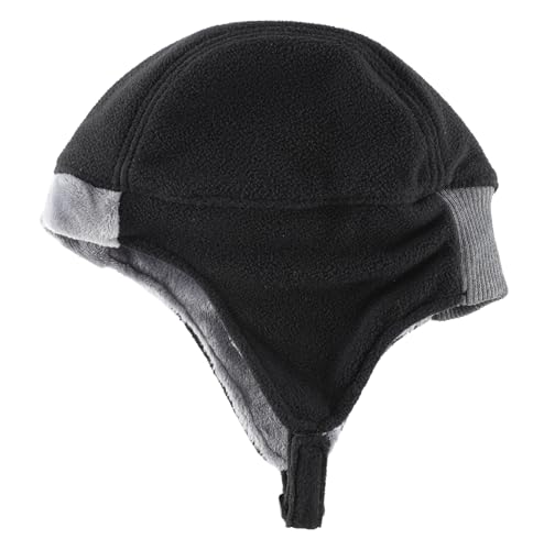 Connectyle Men's Fleece Thermal Skull Cap Warm Winter Hat with Ear Flaps Trapper Hat Outdoor Cold Weather Hat - color: Black