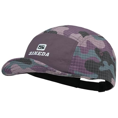 CLAPE Short Brim Cap for Men, Camouflage Quick Dry 5 Panel Running Hat - color: Bssd2577-purple