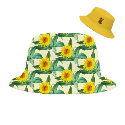 Bucket Hat for Men Women Funny Holiday Fishing Hat Cute Fisherman Cap - color: Sunflower1