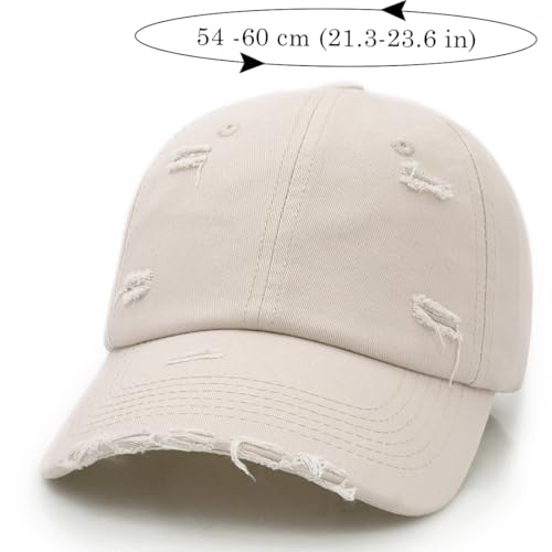 Distressed Baseball Cap for Men Women Cotton Dad Hat - color: Beige