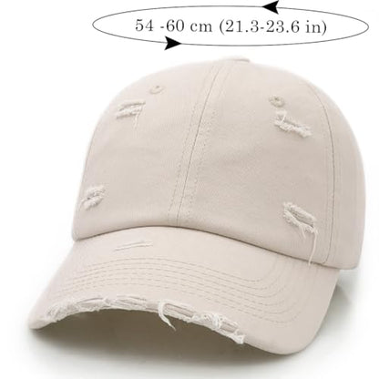 Distressed Baseball Cap for Men Women Cotton Dad Hat - color: Beige