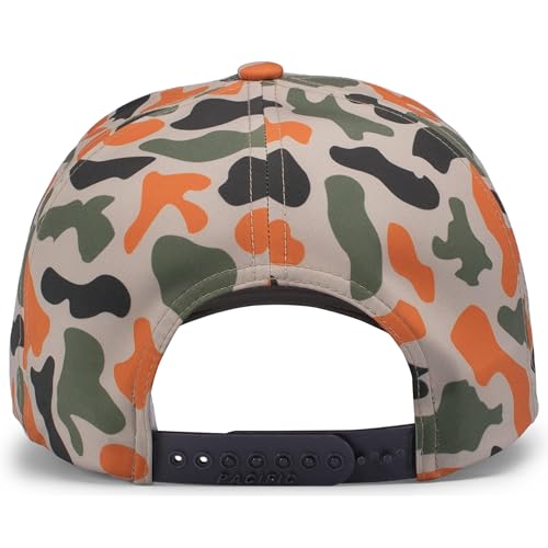 Pacific Headwear Duck Camo 5-Panel Trucker Cap - color: Blaze Camo