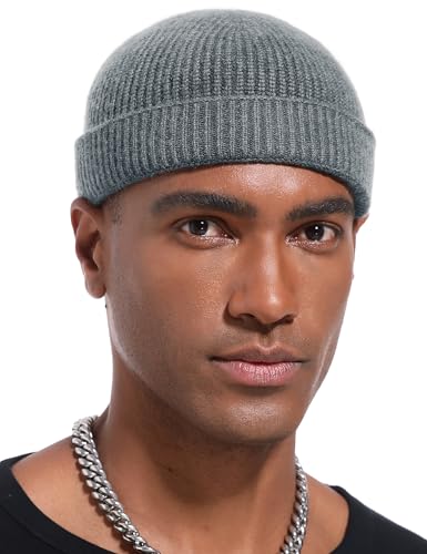 vidsel Thin Wool Fisherman Beanie Hat for Men Women Fall Winter Fashion Cap - color: 1-grey