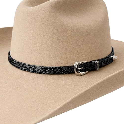 Gamboa Horsehair Hat Band for Cowboy Hats - color: Black and Metal