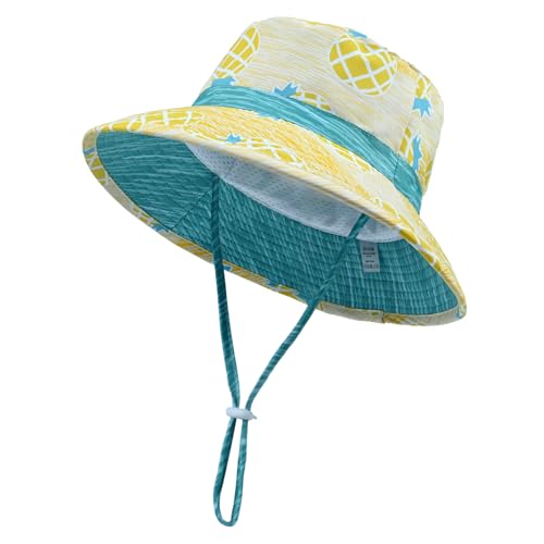 jerague Baby Toddler Kids Sun Hat for Boys Girls Print Adjustable Summer Bucket Cap UPF 50+ Protective - color: Pineapple, size: 1-3T
