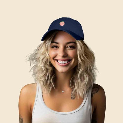 DALIX Peach Embroidered Dad Cap Cotton Baseball Hat Women - color: Navy Blue