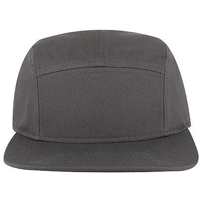 Ashen Fane 5 Panel Superior Cotton Twill Square Flat Visor Adjustable Camper Hat - color: Snapback-charcoal Gray