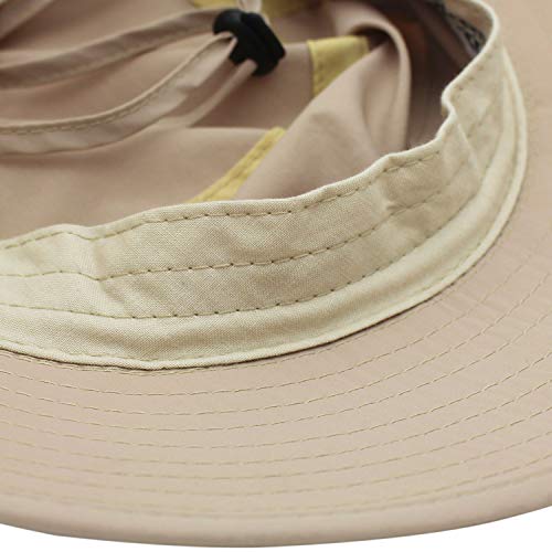 Women Lightweight Safari Sun Hat Quick Dry Fishing Hat with Strap Cool - color: Khaki