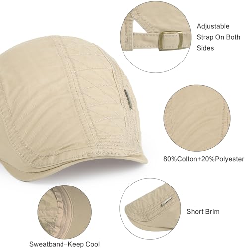 3Pcs Cotton Newsboy Hat for Men Cool Adjustable Flat Cap - color: Jcx-navy+green+beige
