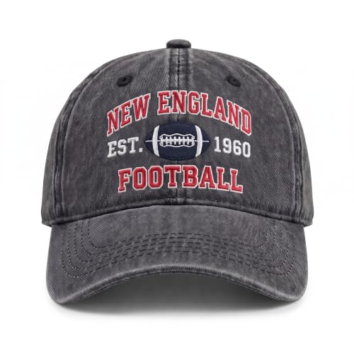 Football Hat for Men Women, Vintage Washed Embroidered City Dad Cap, Adjustable Baseball Cap for Game Day Fans - color: G-new England