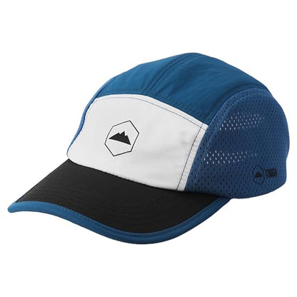 Tough Headwear 5 Panel Running Hat-Lightweight Breathable Nylon Trail Runner Hats-Camper Hat -Flat Brim Runners Hats - color: Blue