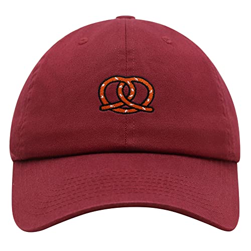 JPAK Pretzel Premium Dad Hat Embroidered Cotton Baseball Cap Snack - color: Maroon