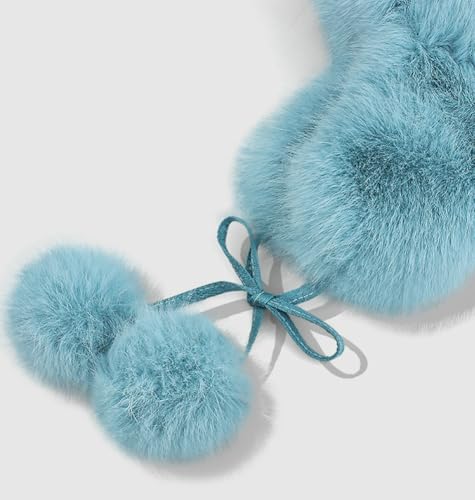 Women Faux Fur Trapper Hat Fuzzy Ushanka Hat Long Pile Faux Fur with Pom Pom Winter Warm Hat Ski Hat Outdoor - color: White