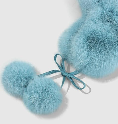 Women Faux Fur Trapper Hat Fuzzy Ushanka Hat Long Pile Faux Fur with Pom Pom Winter Warm Hat Ski Hat Outdoor - color: White