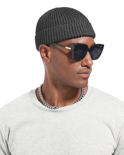 Short Fisherman Beanie for Men Women Wool Fleece Lined Winter Hat - color: 1pcs-dark Gray