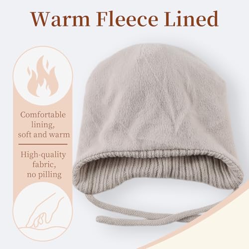 Baby Girl Winter Hats Pompom Infant Boys Beanie Knitted Kid Hat - color: Beige, size: 2-8 Years