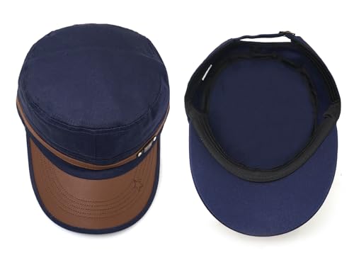 Initlove Military Hat Cadet Army Cap Flat Top Hats for Men Women - color: Navy