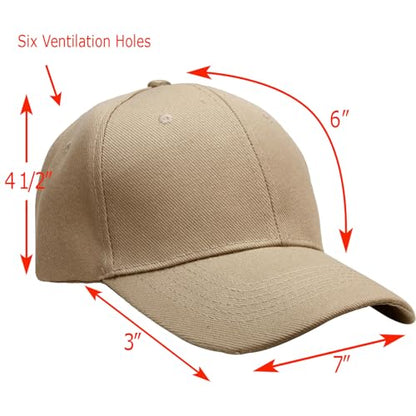 Falari Wholesale Bulk Lot 12-Pack Baseball Cap Adjustable Size Plain Blank Solid Color - color: Khaki