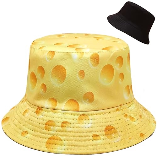 XYIYI Cute Bucket Hat Beach Fisherman Hats for Women Men Teen Girls - color: Yellow Cheese