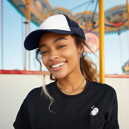 DALIX Two Tone Trucker Hat Summer Mesh Cap with Adjustable Snapback Strap - color: Navy Blue, size: One Size