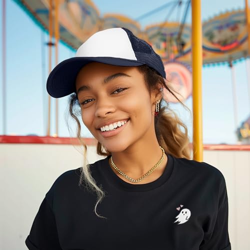DALIX Two Tone Trucker Hat Summer Mesh Cap with Adjustable Snapback Strap - color: Navy Blue, size: One Size