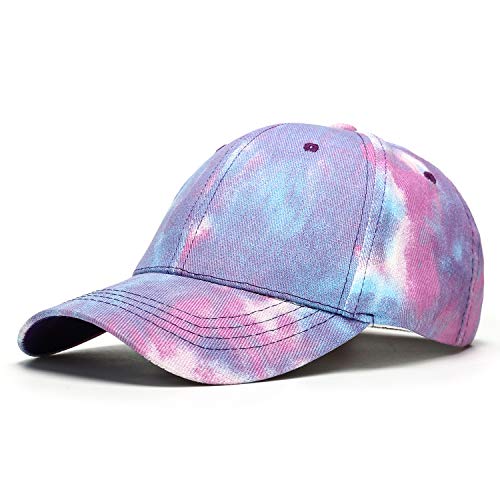 BEARUN Cotton Tie Dye Low Profile Cap Hiphop Baseball Cap Fashion Dad Hat - color: Blue Purple