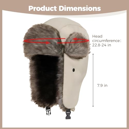 Cozy Plush Winter Hats Men Women Trapper Trooper Hat with Earflaps Windproof Russian Ushanka Hats Outdoor Skiing Cap - color: Beige-a